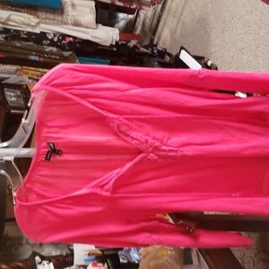 Lane Bryant hot pink embroidered gause top 18
